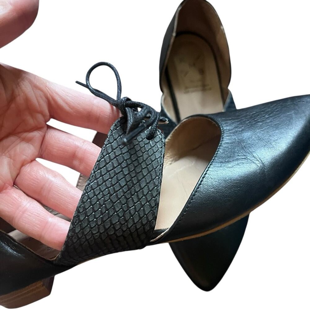 KMB | Anthropologie Lalia Cut Out Leather Oxford Flats Ballet Quiet Luxury Black - Picture 3 of 11